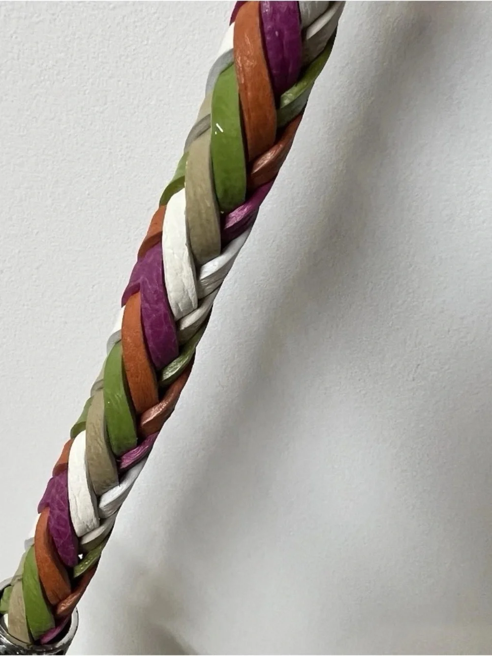 Brighton Cream Leather Shoulder Bag with Multicolor Braided Strap